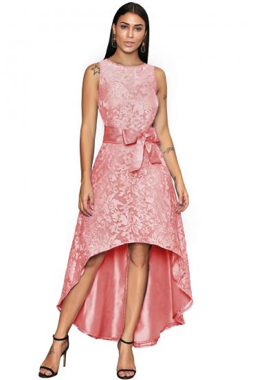 Elegante mini vestido sem mangas com linda renda Suzan, rosa