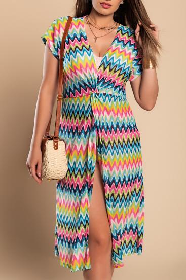 Vestido de praia com estampa multicolor, multicolor